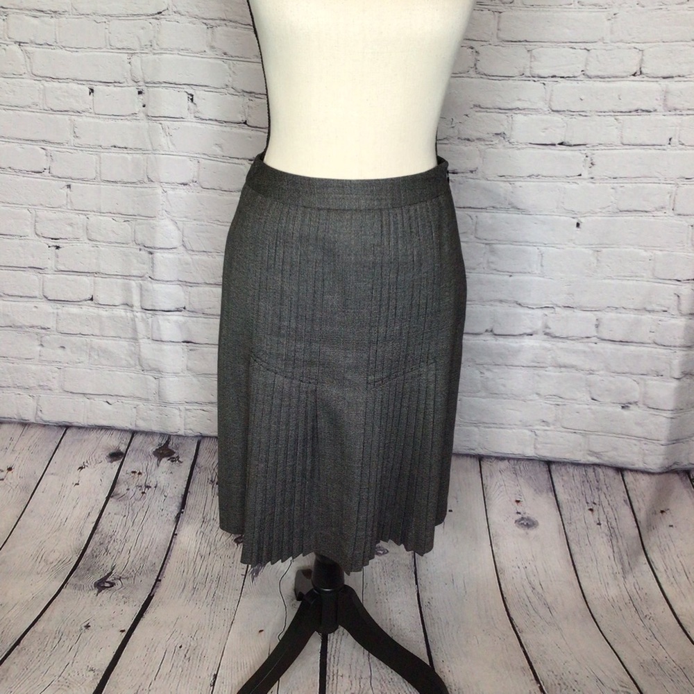 Ann Taylor Petites A-Line Wool Blend Gray Accordion Pleat Career Wear Skirt 2P